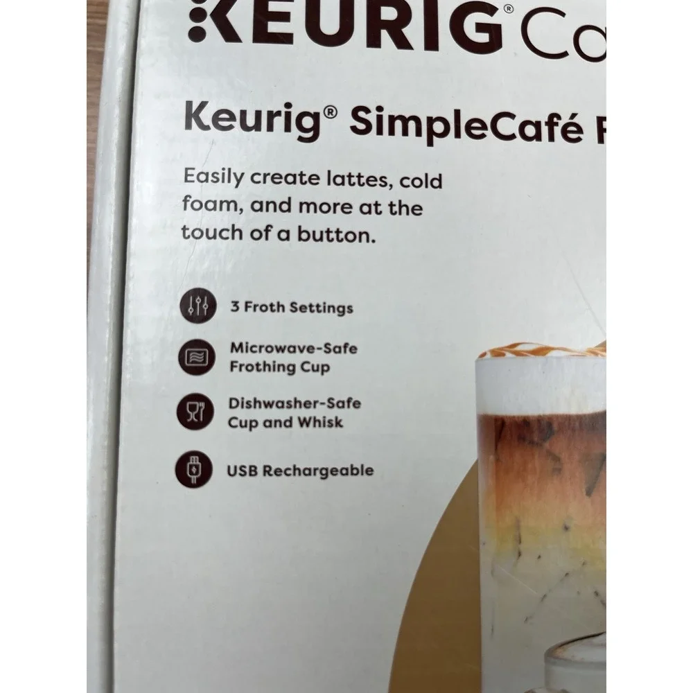 Keurig Simple Cafe Milk Frother USB Rechargable‎ Latte Capuccino Cold Foam Maker